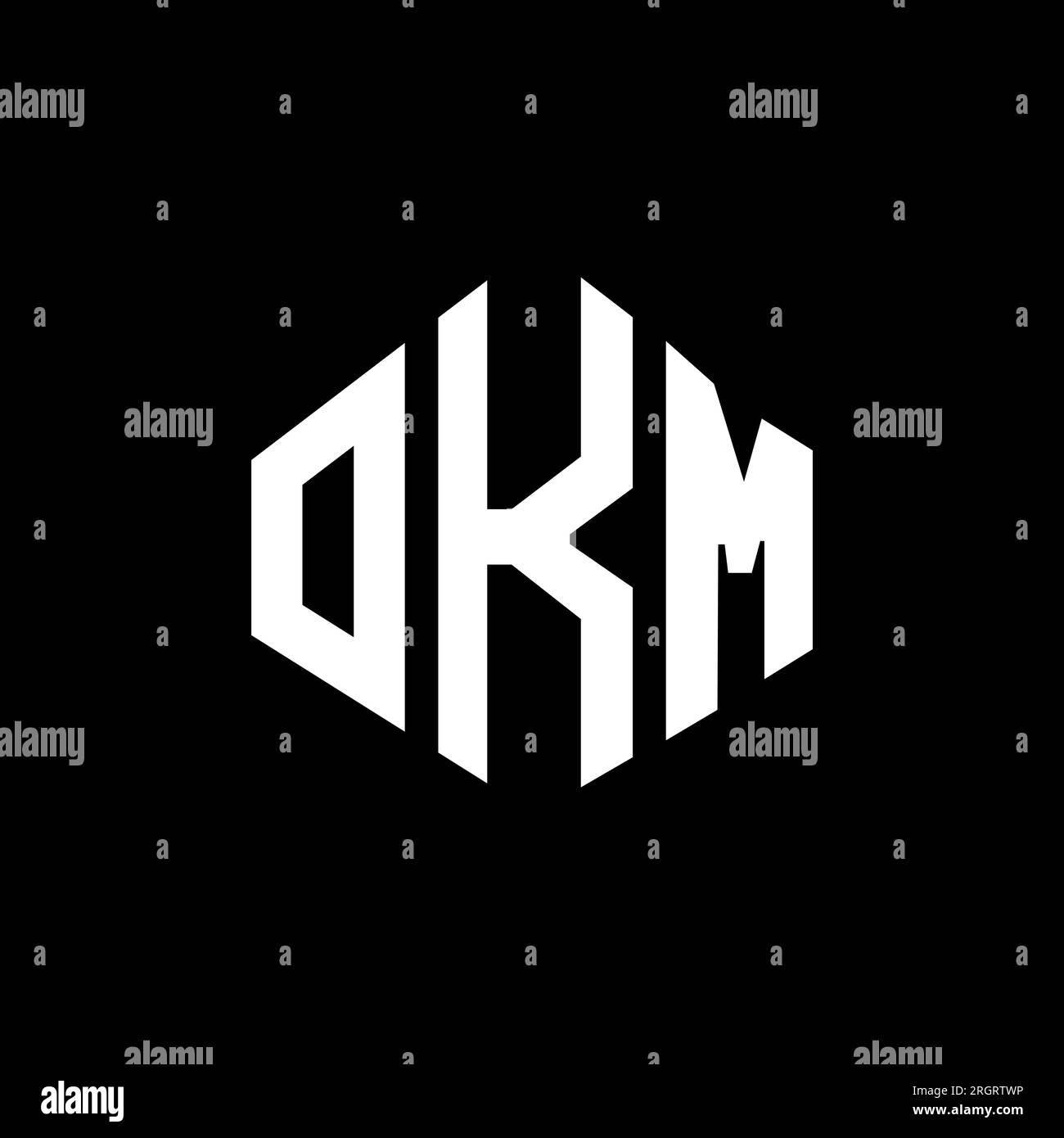 OKM letter logo design with polygon shape. OKM polygon and cube shape