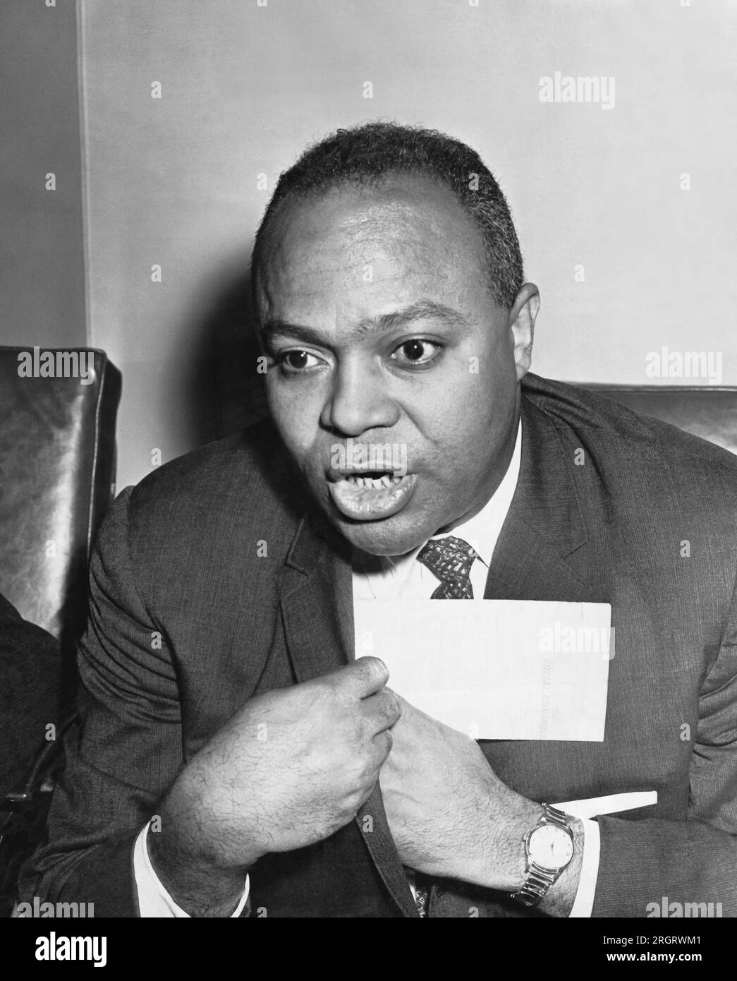 San Francisco, California:  September 17, 1963 A photograph of James Farmer, civil rights leader and principal founder of the Congress of Racial Equality (C.O.R.E.). Stock Photo
