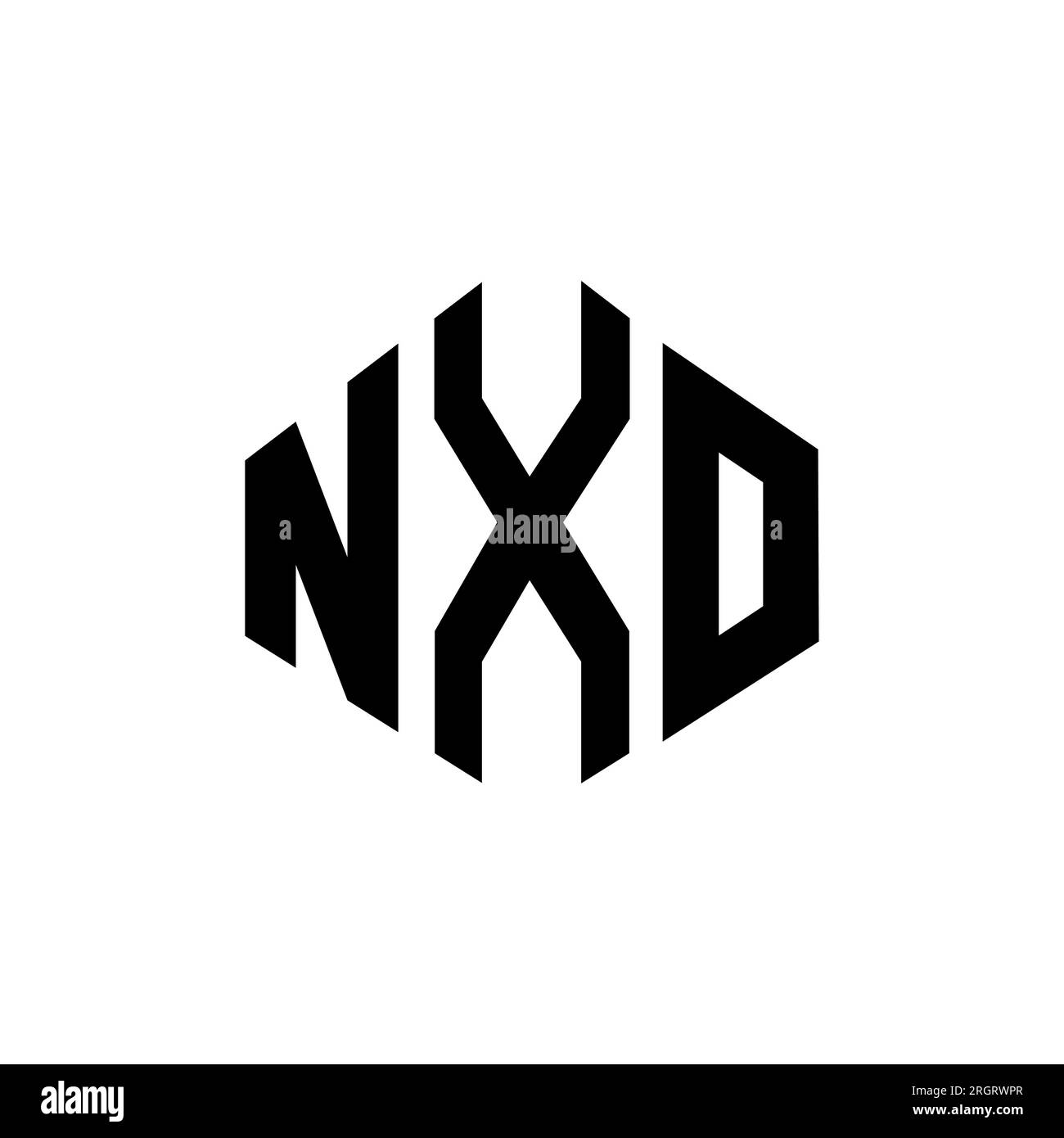 NXO letter logo design with polygon shape. NXO polygon and cube shape logo design. NXO hexagon vector logo template white and black colors. NXO monogr Stock Vector