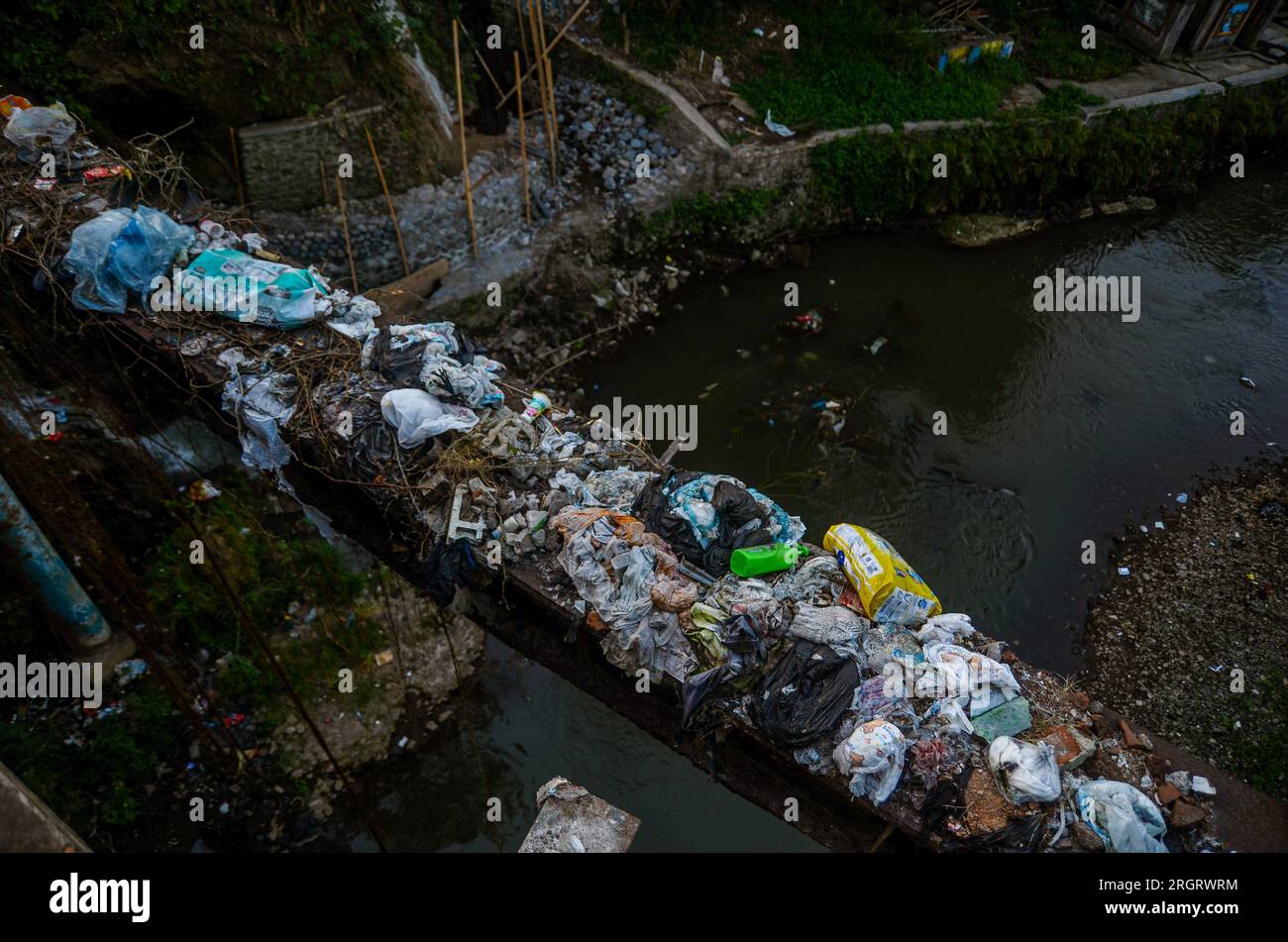 Java River Pollution August 11, 2023, malang, east java, Indonesia: A large amount of ...