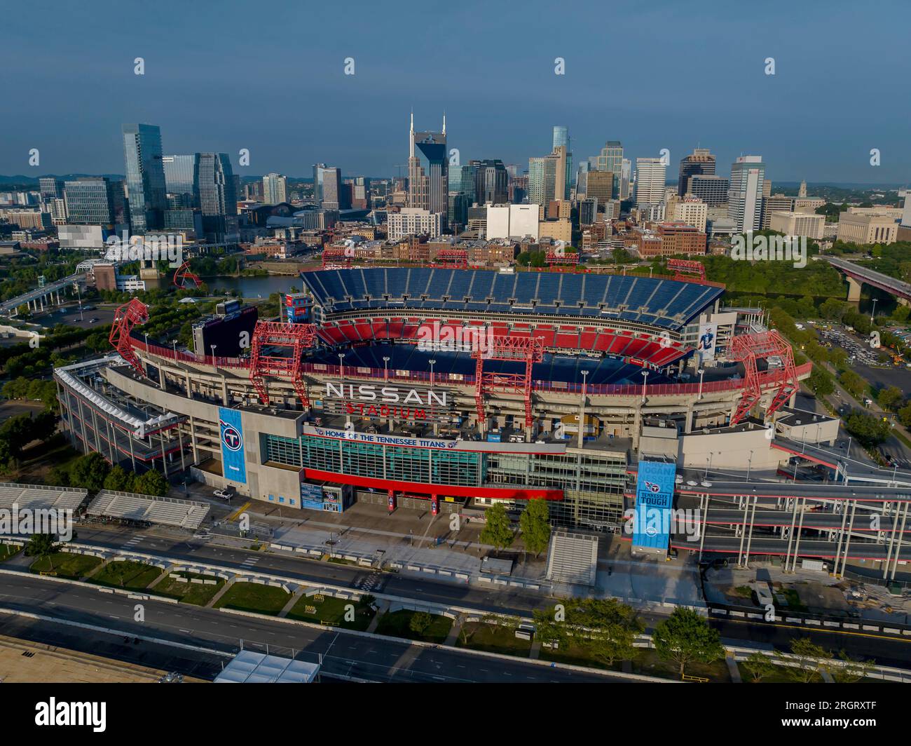 Nashville, TN, USA. 8th Aug, 2023. Aerial view of Nissan Stadium, home of the NFLs Tennessee Titans. (Credit Image: © Walter G Arce Sr Grindstone Medi/ASP) EDITORIAL USAGE ONLY! Not for Commercial USAGE! Stock Photo