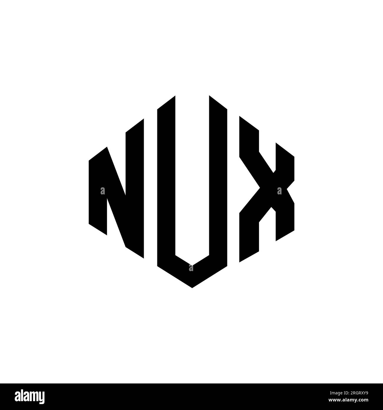 NUX letter logo design with polygon shape. NUX polygon and cube shape
