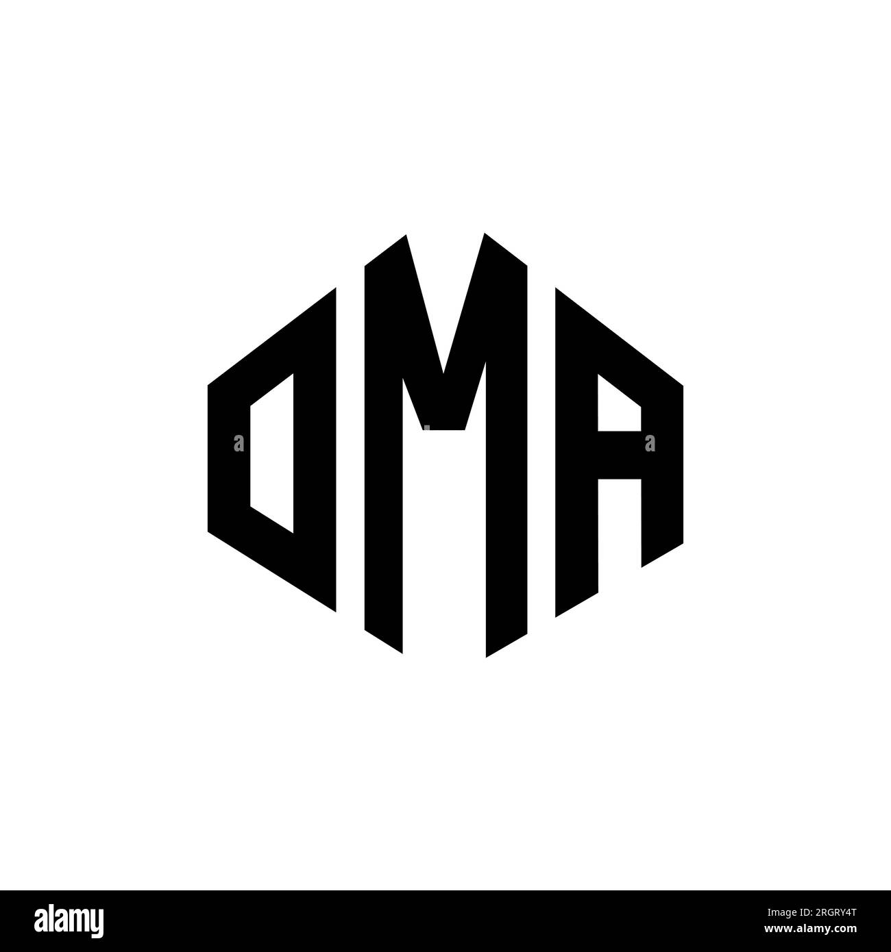 OMA letter logo design with polygon shape. OMA polygon and cube shape logo design. OMA hexagon vector logo template white and black colors. OMA monogr Stock Vector