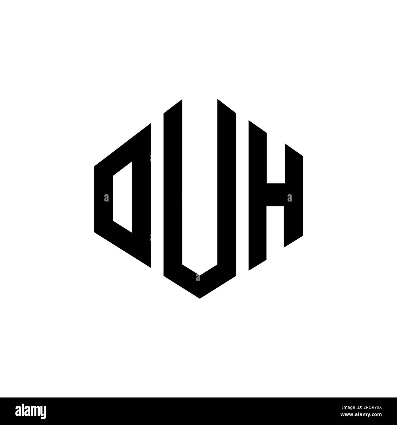 OUH letter logo design with polygon shape. OUH polygon and cube shape logo design. OUH hexagon vector logo template white and black colors. OUH monogr Stock Vector
