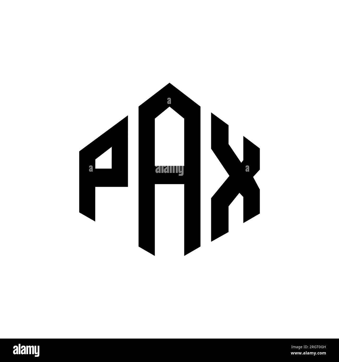 PAX letter logo design with polygon shape. PAX polygon and cube shape logo design. PAX hexagon vector logo template white and black colors. PAX monogr Stock Vector
