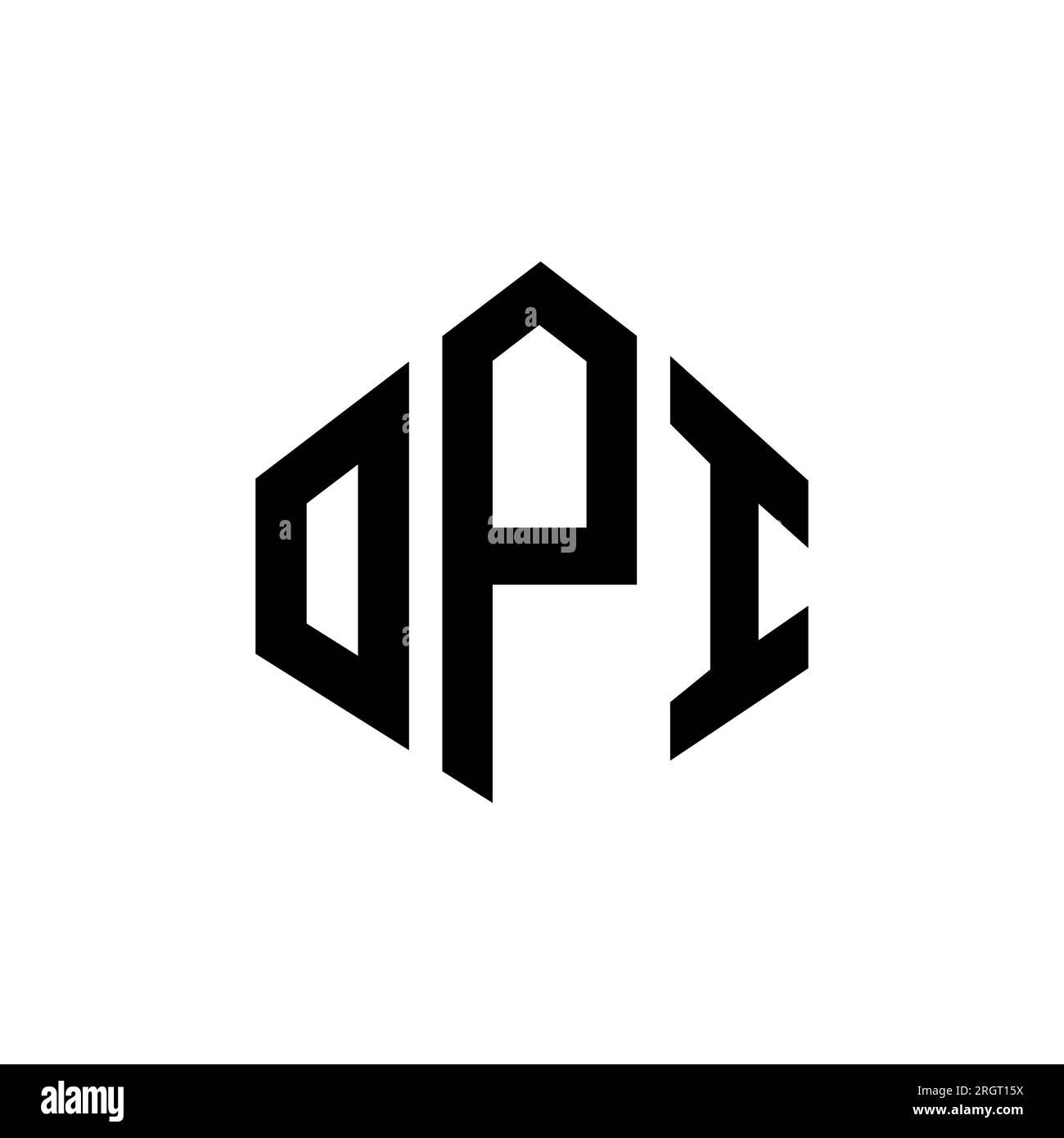 OPI letter logo design with polygon shape. OPI polygon and cube shape logo design. OPI hexagon vector logo template white and black colors. OPI monogr Stock Vector