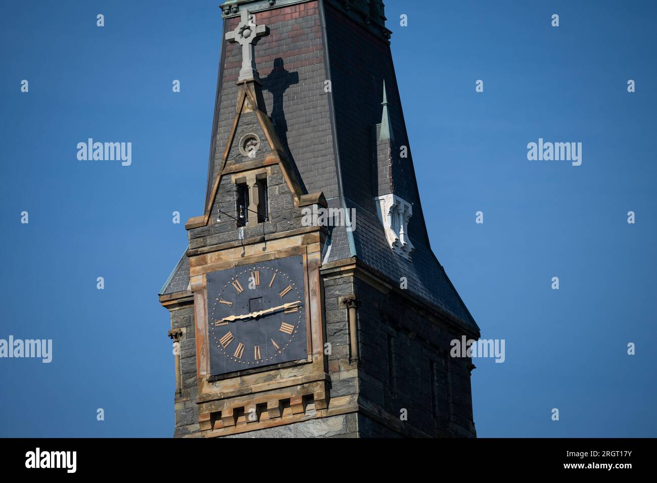 Washington, USA. 11th Aug, 2023. A general view of Healy Hall clocktower at Georgetown University, in Washington, DC, on Friday, August 11, 2023. (Graeme Sloan/Sipa USA) Credit: Sipa USA/Alamy Live News Stock Photo