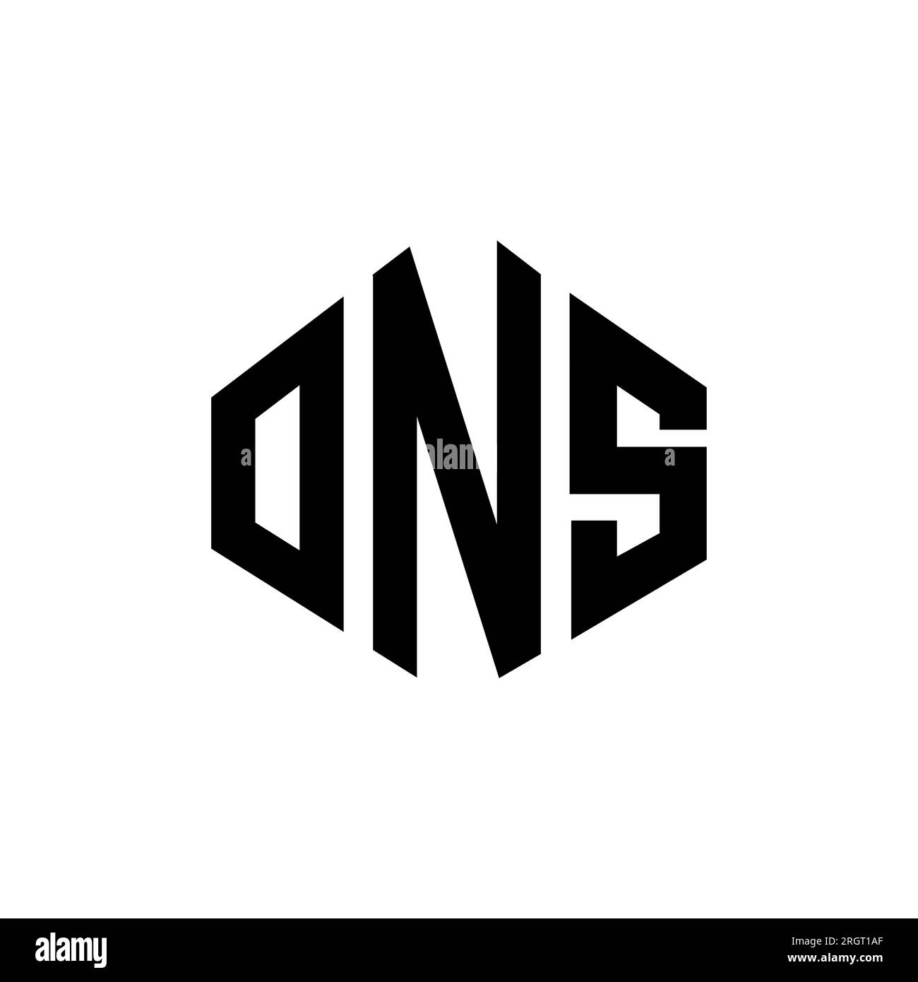 ONS letter logo design with polygon shape. ONS polygon and cube shape logo design. ONS hexagon vector logo template white and black colors. ONS monogr Stock Vector