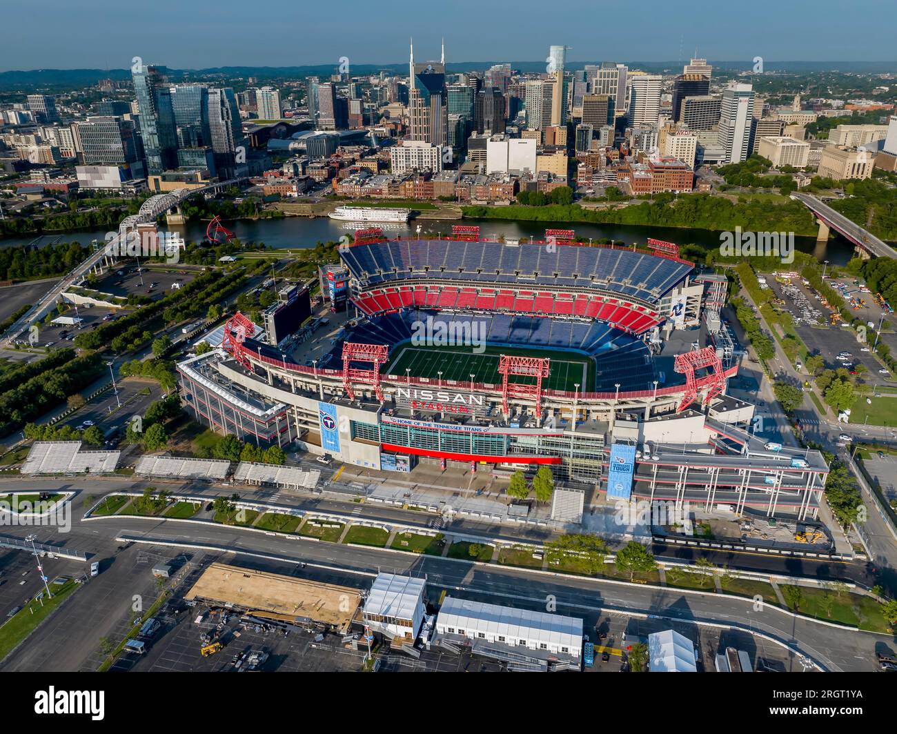 Nashville, TN, USA. 8th Aug, 2023. Aerial view of Nissan Stadium, home of the NFLs Tennessee Titans. (Credit Image: © Walter G Arce Sr Grindstone Medi/ASP) EDITORIAL USAGE ONLY! Not for Commercial USAGE! Stock Photo