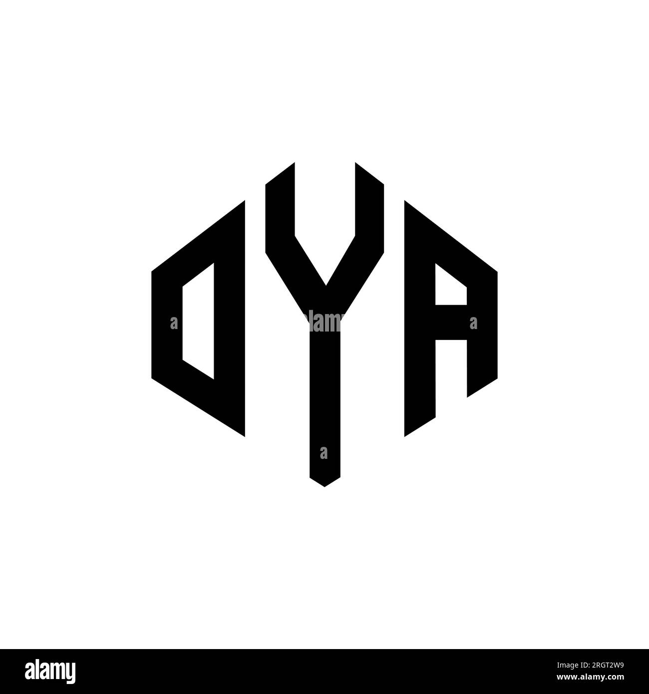 OYA letter logo design with polygon shape. OYA polygon and cube shape logo design. OYA hexagon vector logo template white and black colors. OYA monogr Stock Vector