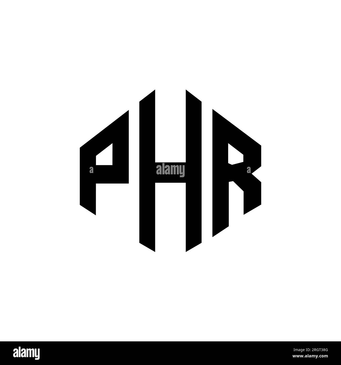 PHR letter logo design with polygon shape. PHR polygon and cube shape logo design. PHR hexagon vector logo template white and black colors. PHR monogr Stock Vector
