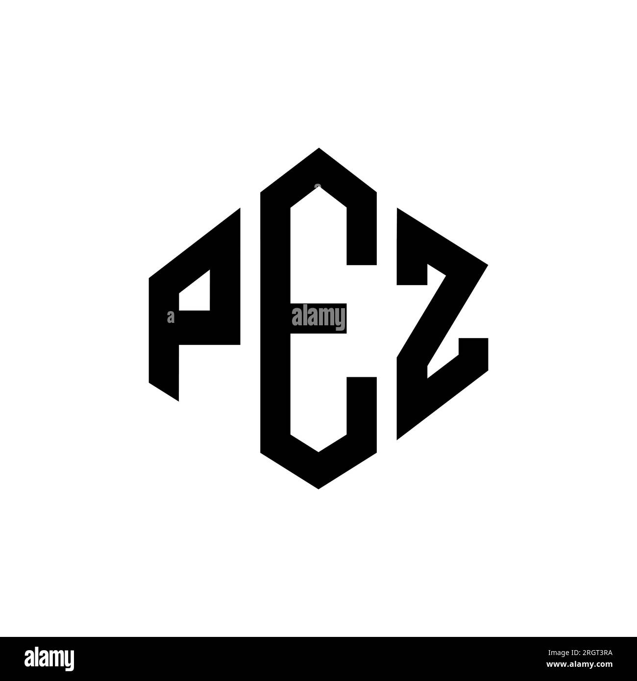 PEZ letter logo design with polygon shape. PEZ polygon and cube shape logo design. PEZ hexagon vector logo template white and black colors. PEZ monogr Stock Vector