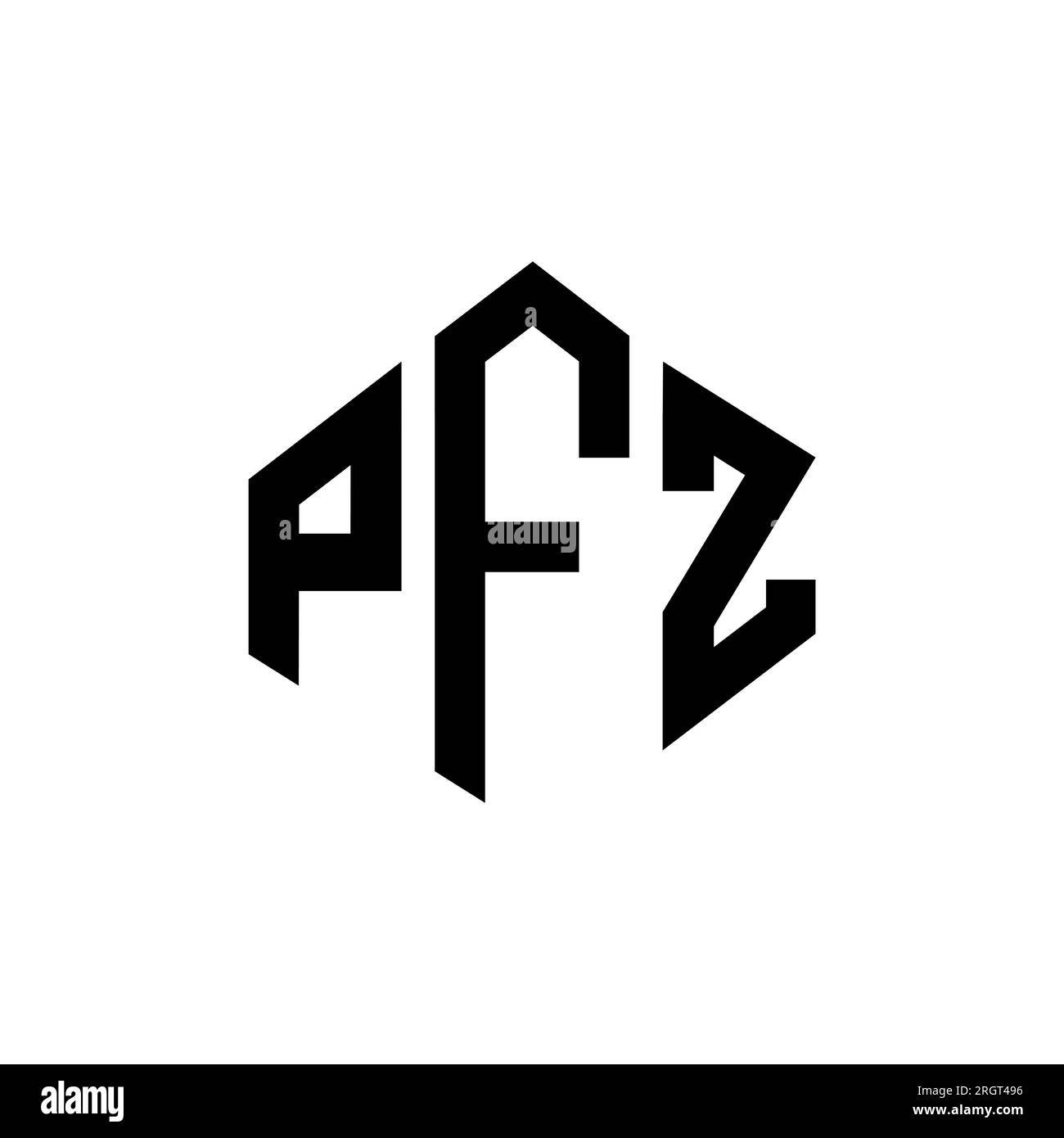 PFZ letter logo design with polygon shape. PFZ polygon and cube shape logo design. PFZ hexagon vector logo template white and black colors. PFZ monogr Stock Vector