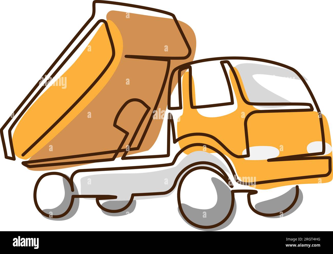 Dump Truck. Continuous One single line drawing. Stock Vector