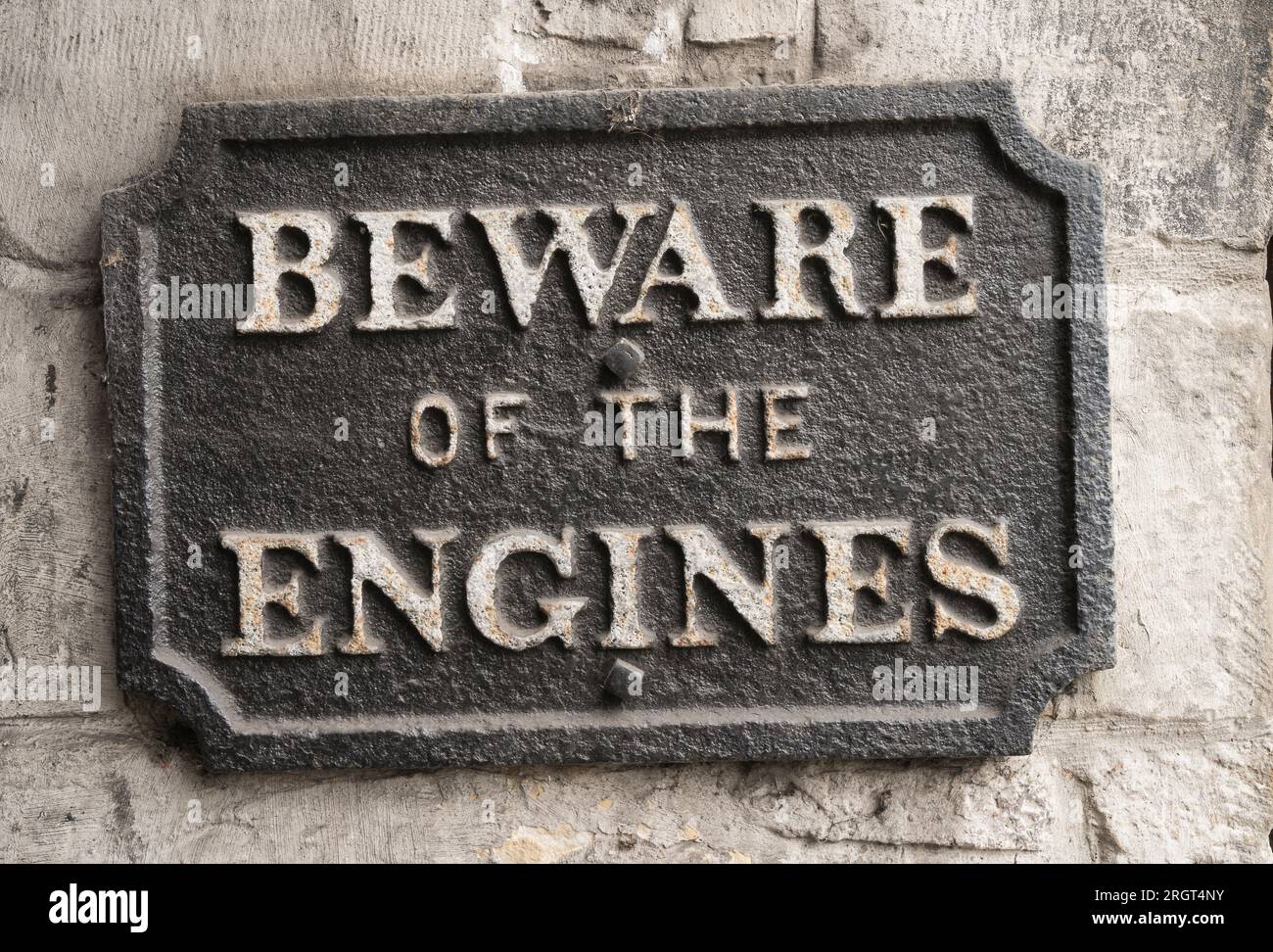 historic industrial warning sign Stock Photo