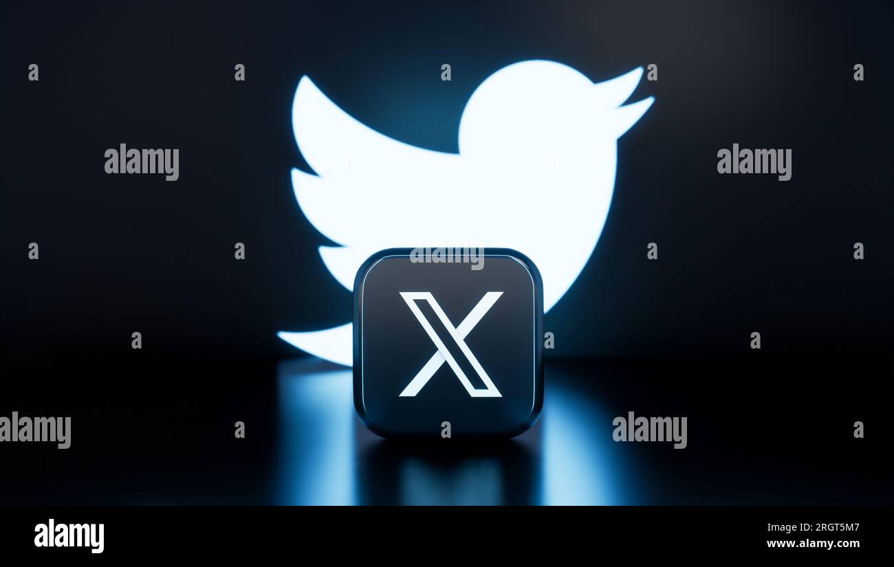 Pune, India. August 12, 2023. Twitter new logo as black icon with