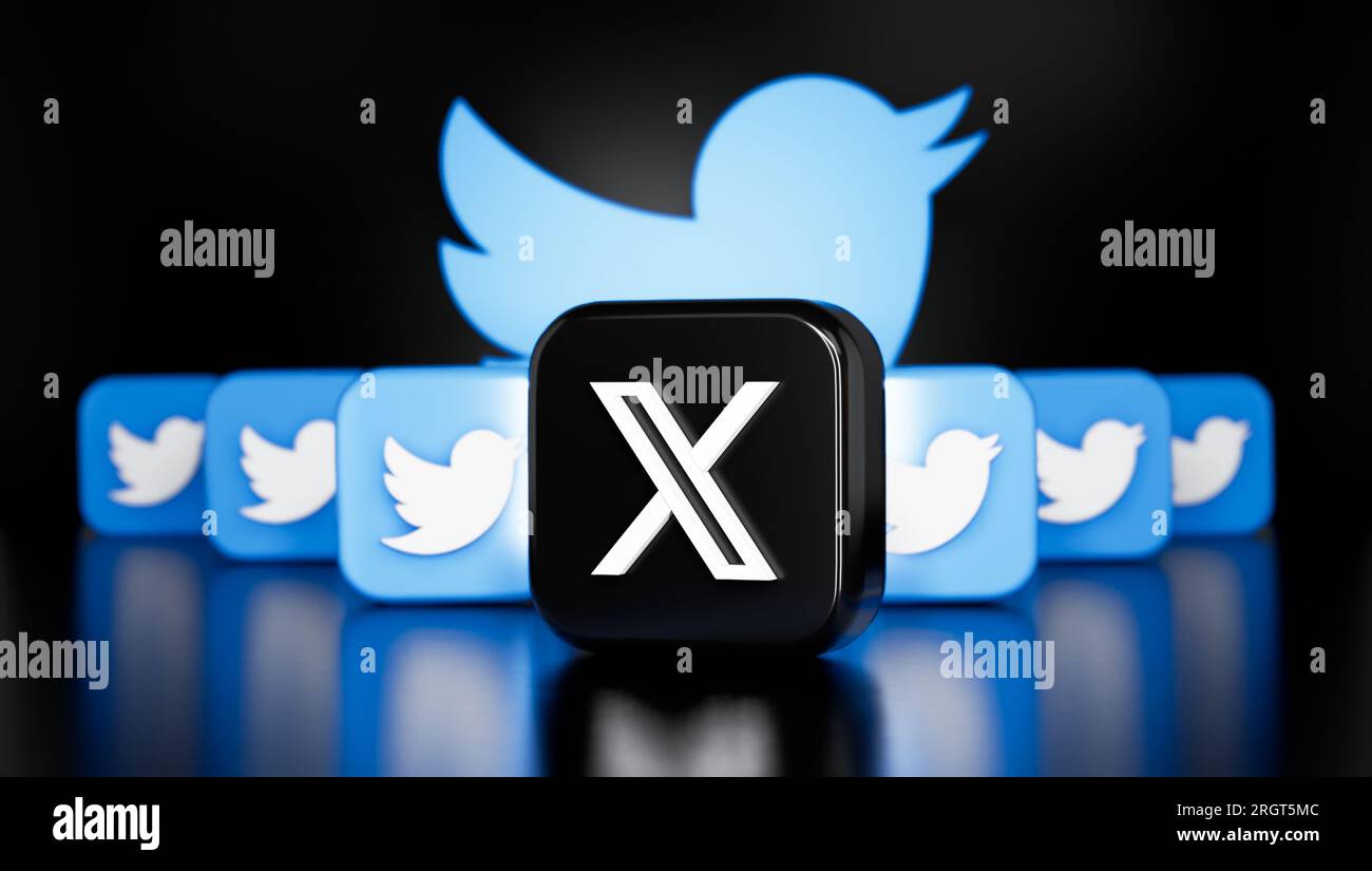 Pune, India. August 12, 2023. Twitter new logo as black icon with