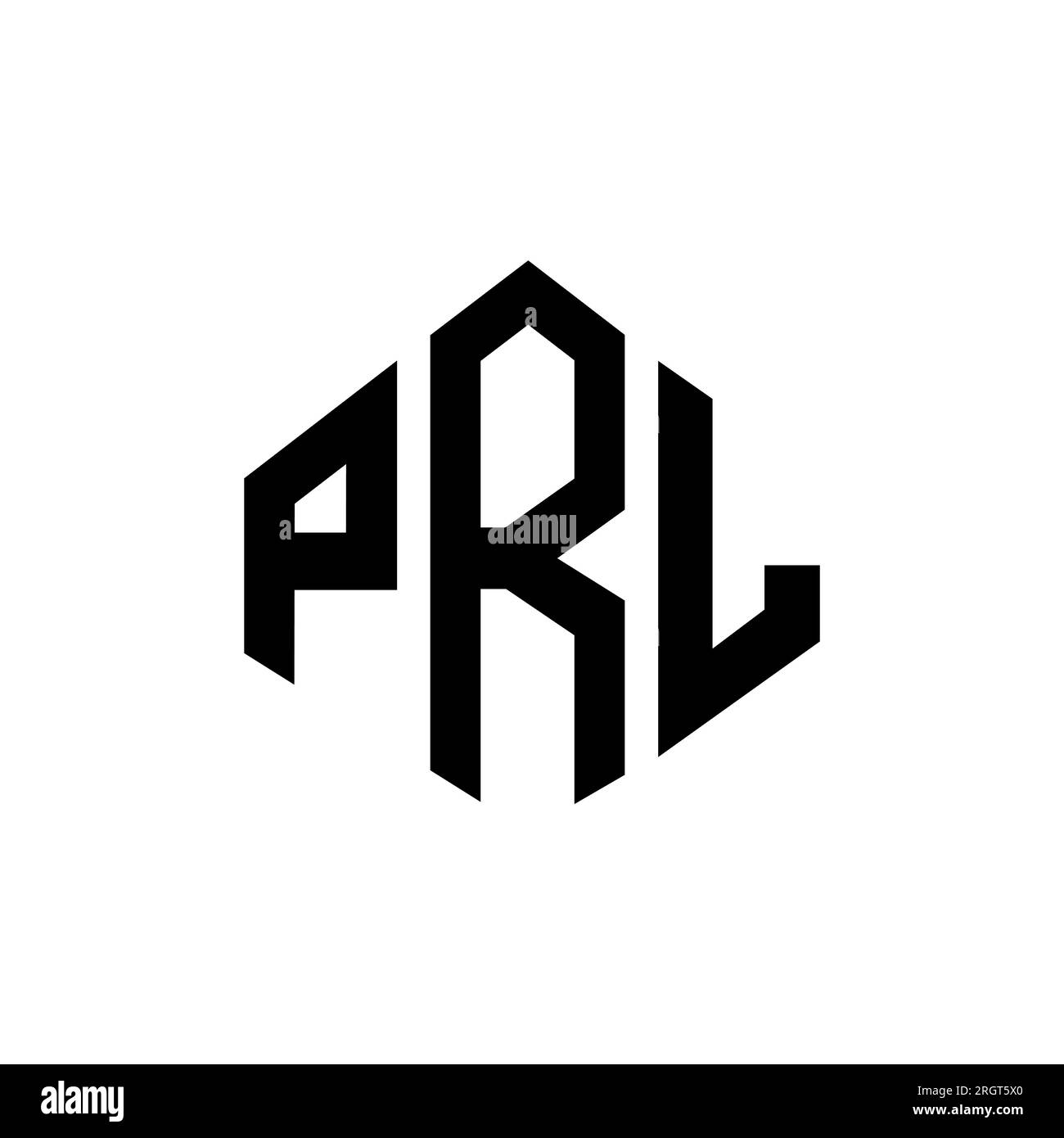 PRL letter logo design with polygon shape. PRL polygon and cube shape logo design. PRL hexagon vector logo template white and black colors. PRL monogr Stock Vector