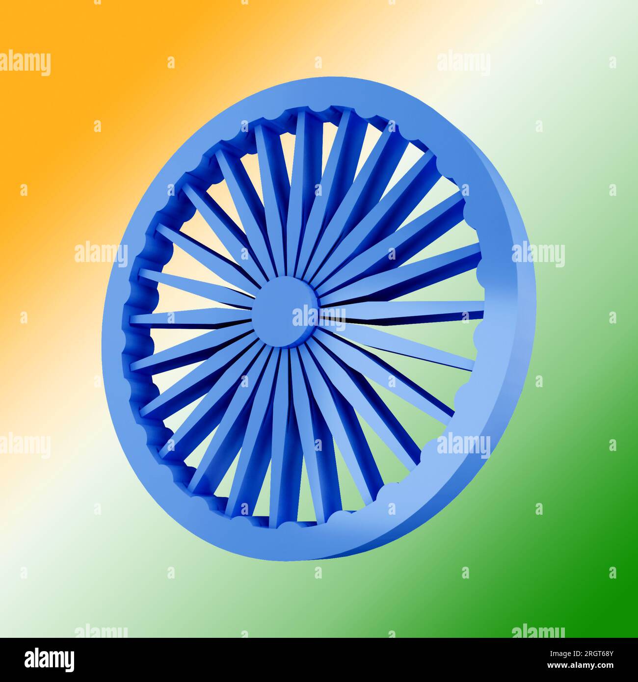 Indian Independence day Ashok Chakra on Tricolor Background 3D Illustration Stock Photo Alamy