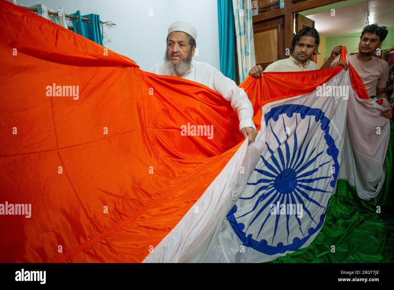 New Delhi, India. 11th Aug, 2023. Abdul Gaffar (in kufi prayer cap) one
