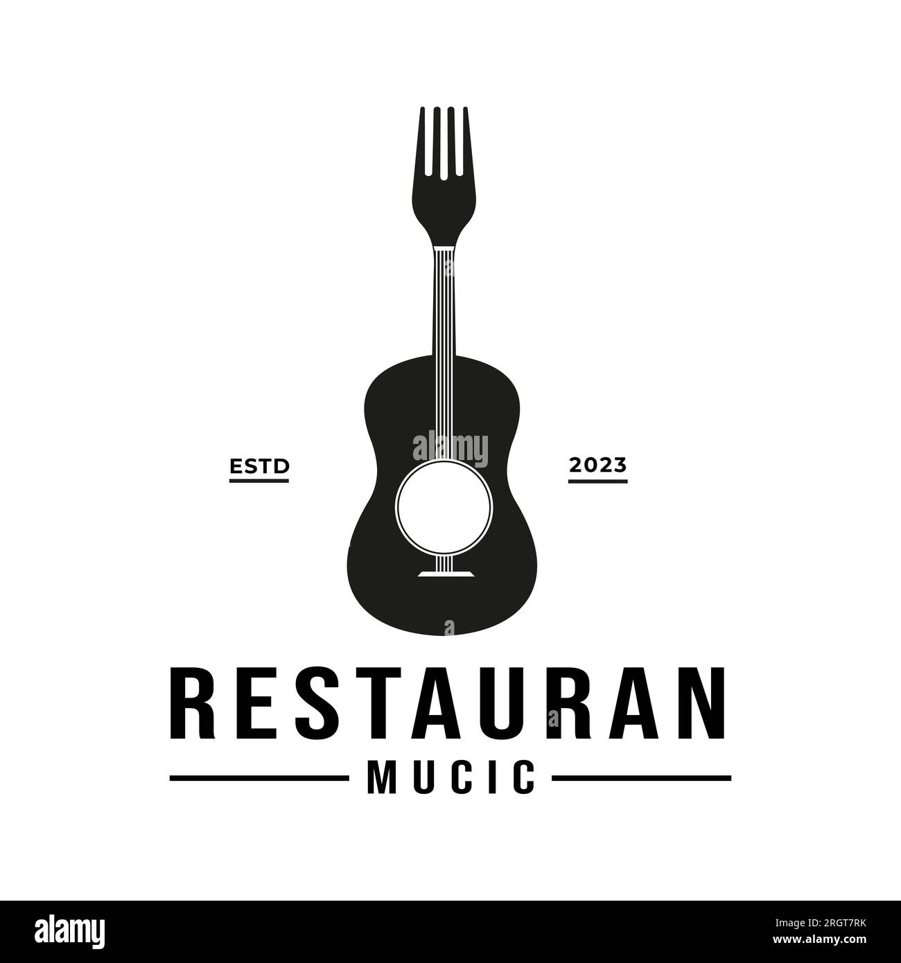 Inspirational Fork with Musical Instrument Retro Vintage Guitar Cafe