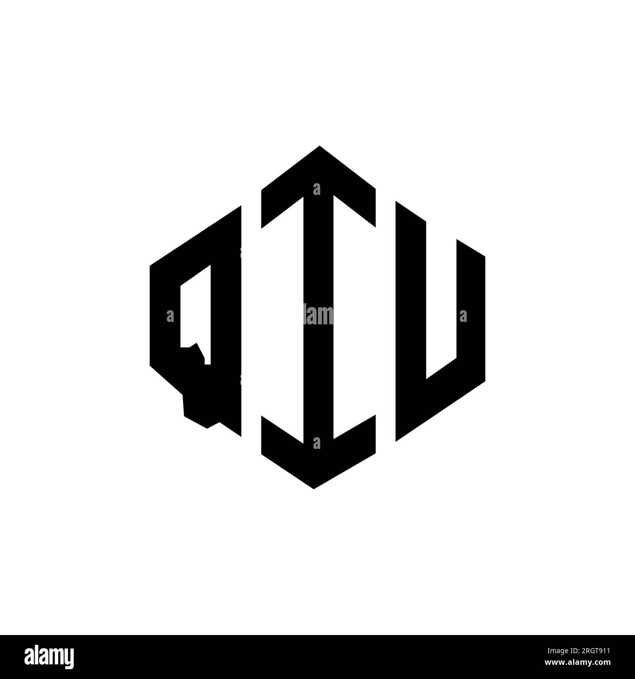 QIU letter logo design with polygon shape. QIU polygon and cube shape