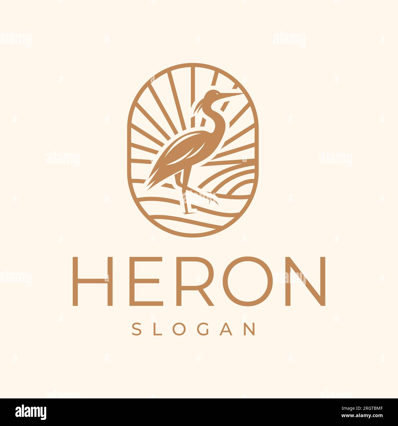 Heron Bird with Vintage Style. Pelican, Flamingo, Emblem Design Vector