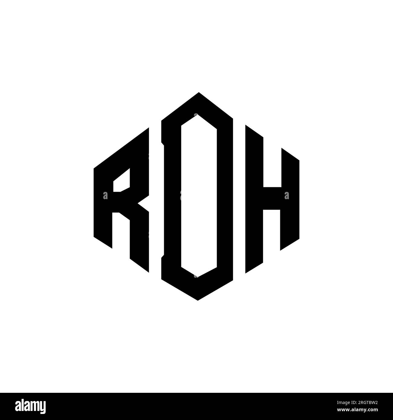 RDH letter logo design with polygon shape. RDH polygon and cube shape logo design. RDH hexagon vector logo template white and black colors. RDH monogr Stock Vector
