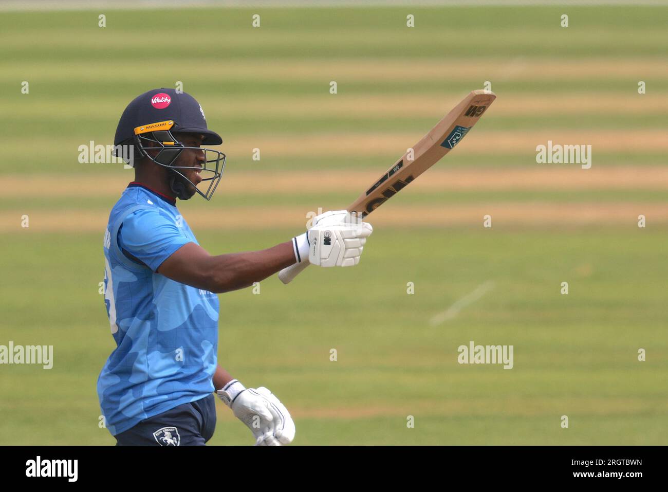 London, UK. 11th Aug, 2023. Kent's Daniel Bell-Drummond gets his fifty as Surrey take on Kent in the Metro Bank One-Day Cup at the Kia Oval. Credit: David Rowe/Alamy Live News Stock Photo