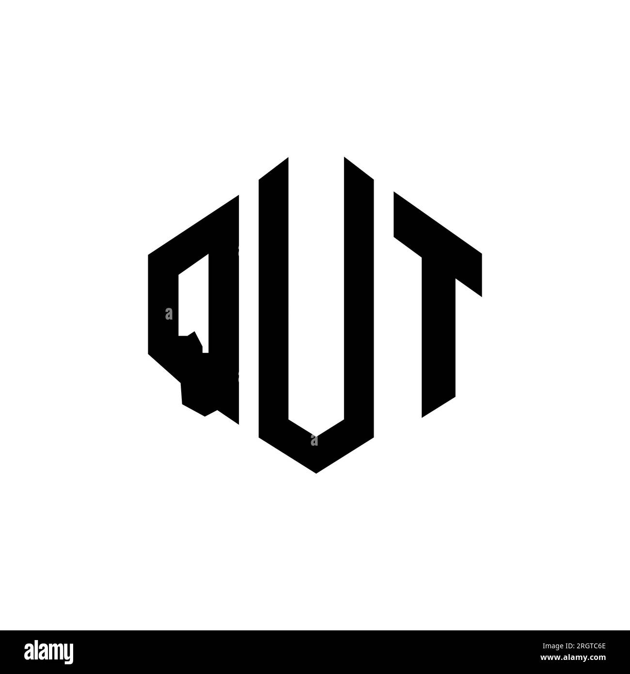 QUT letter logo design with polygon shape. QUT polygon and cube shape logo design. QUT hexagon vector logo template white and black colors. QUT monogr Stock Vector