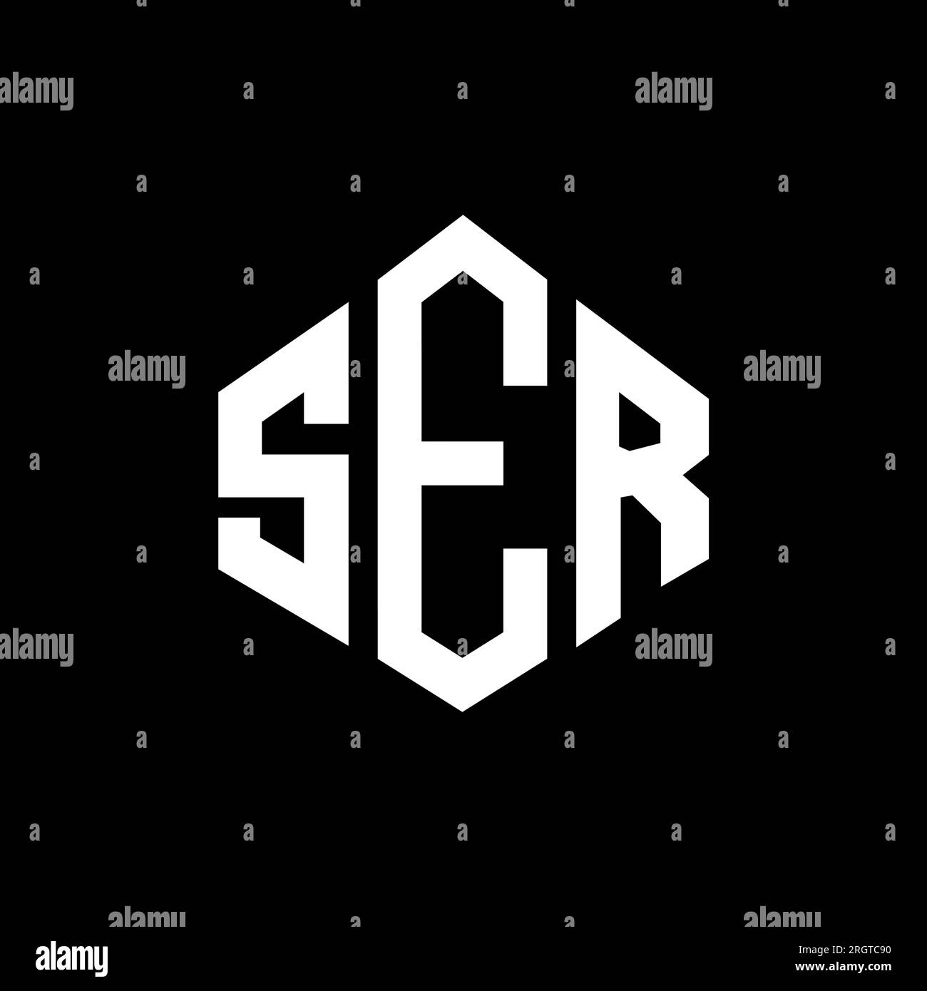 SER letter logo design with polygon shape. SER polygon and cube shape logo design. SER hexagon vector logo template white and black colors. SER monogr Stock Vector