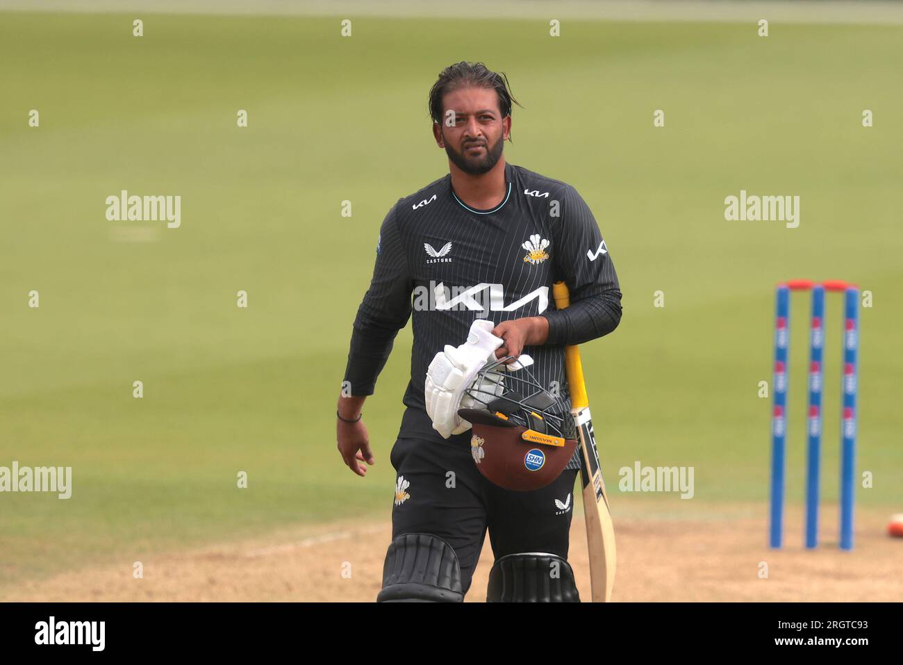 London, UK. 11th Aug, 2023. Surrey's Ryan Patel batting as Surrey take on Kent in the Metro Bank One-Day Cup at the Kia Oval. Credit: David Rowe/Alamy Live News Stock Photo
