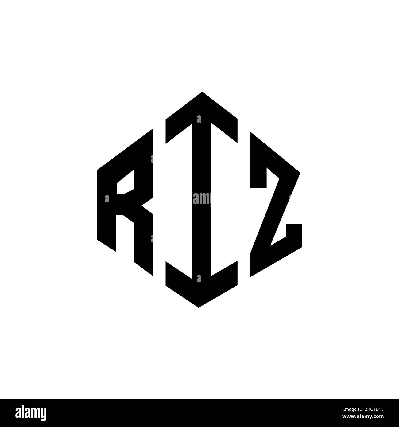 RIZ letter logo design with polygon shape. RIZ polygon and cube shape