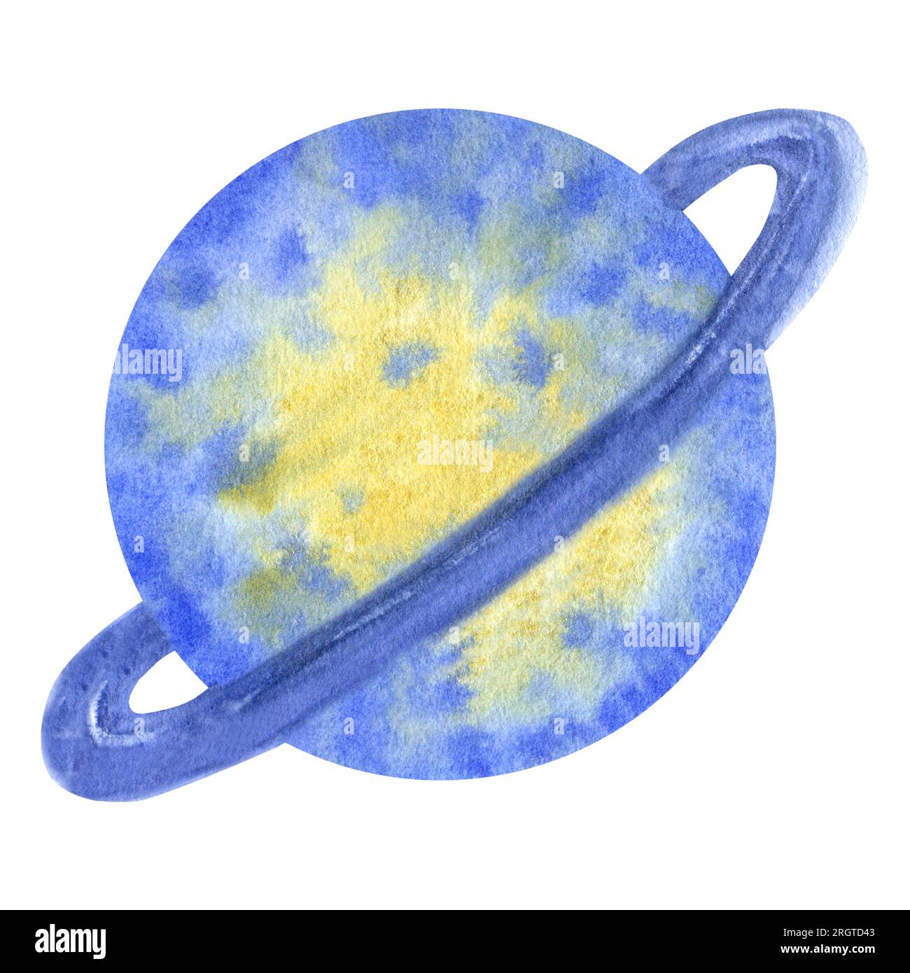 Saturn Planet Solar System With Ring Around Cosmos Space Clipart Hand Draw Watercolor