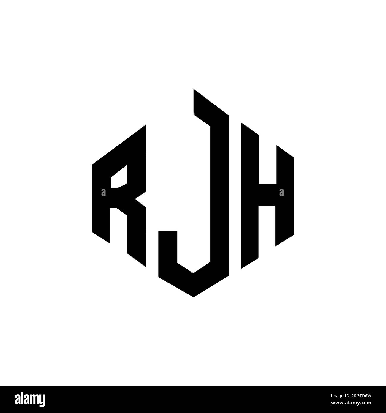 RJH letter logo design with polygon shape. RJH polygon and cube shape