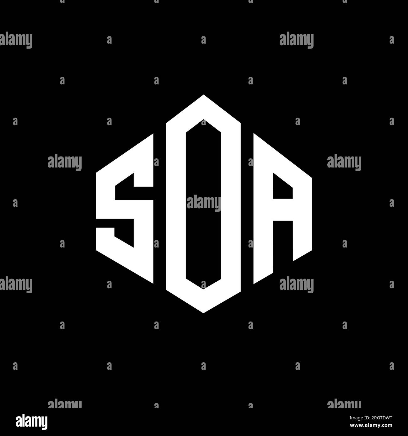 SOA letter logo design with polygon shape. SOA polygon and cube shape logo design. SOA hexagon vector logo template white and black colors. SOA monogr Stock Vector