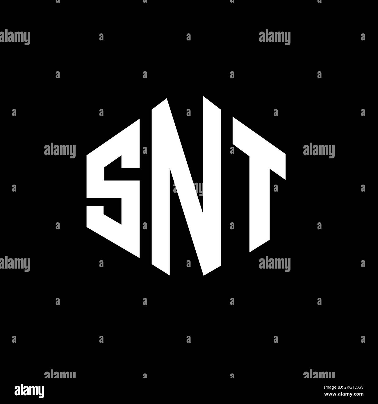 SNT letter logo design with polygon shape. SNT polygon and cube shape logo design. SNT hexagon vector logo template white and black colors. SNT monogr Stock Vector