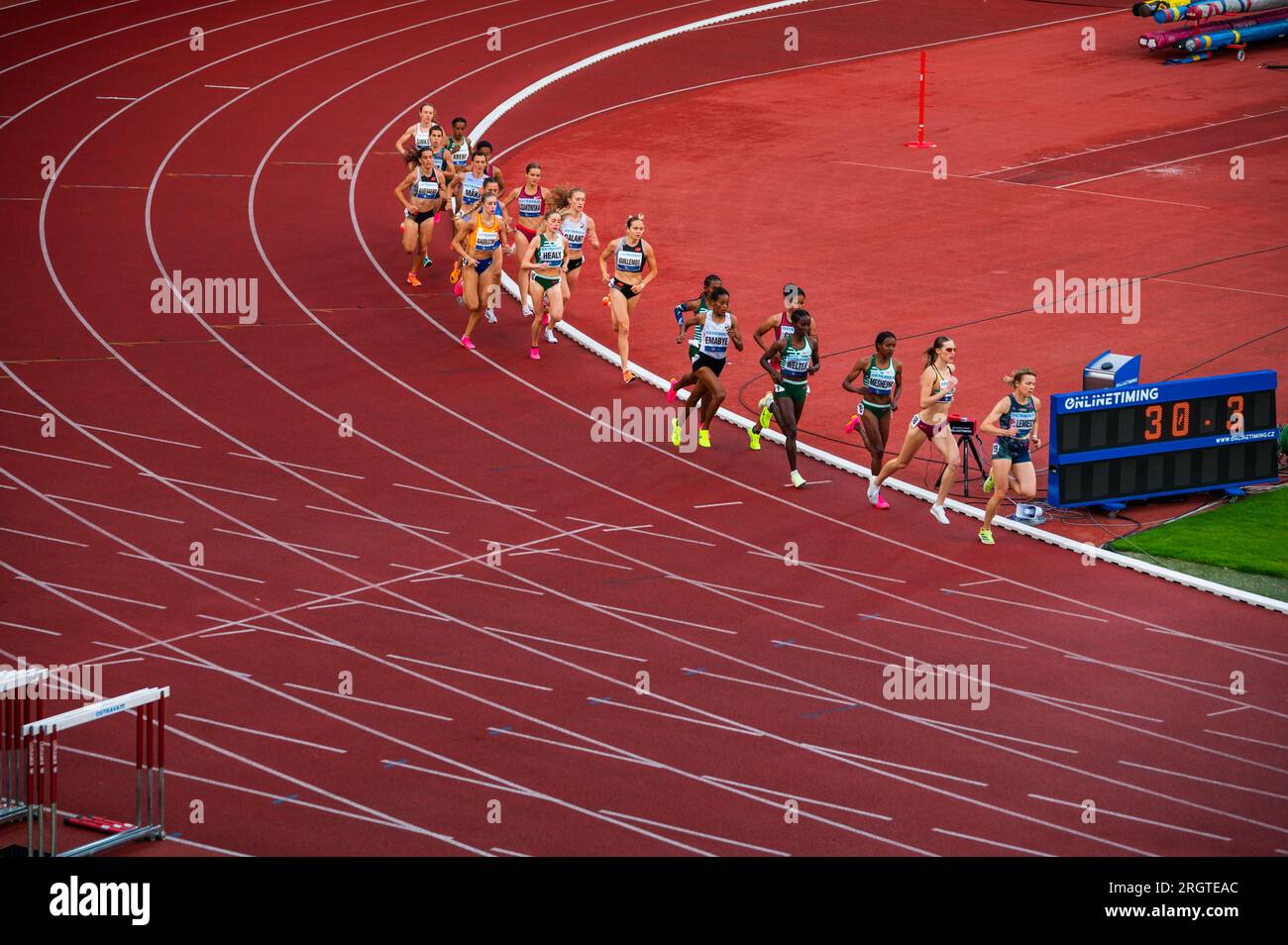 OSTRAVA, CZECHIA, JUNE 27, 2023: 1500m Female Race Competitors During Track and Field Event for Worlds in Budapest and Games in Paris Stock Photo