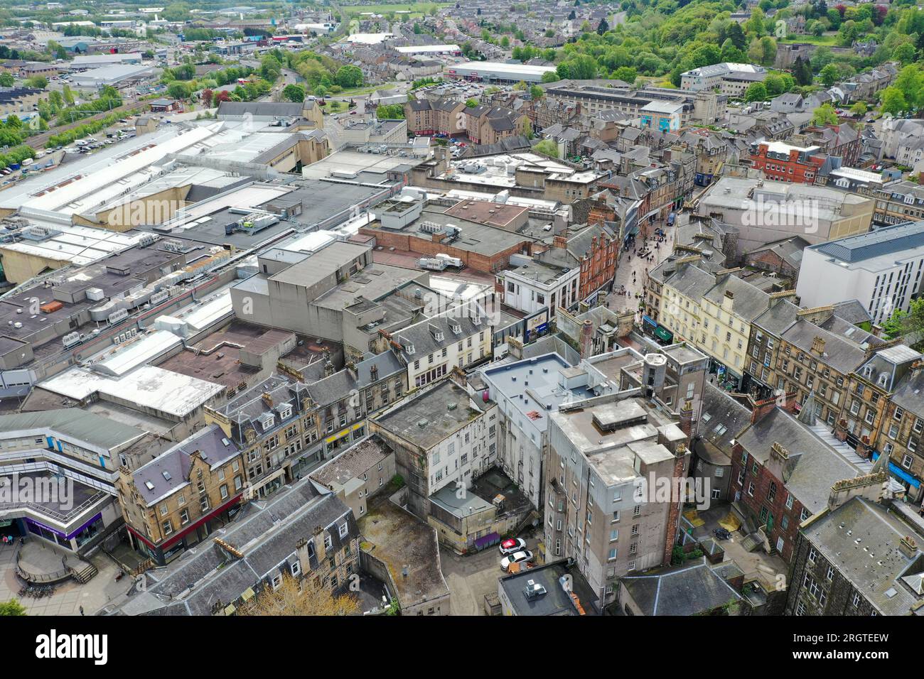 Aerial drone view of Stirling city centre Stock Photo
