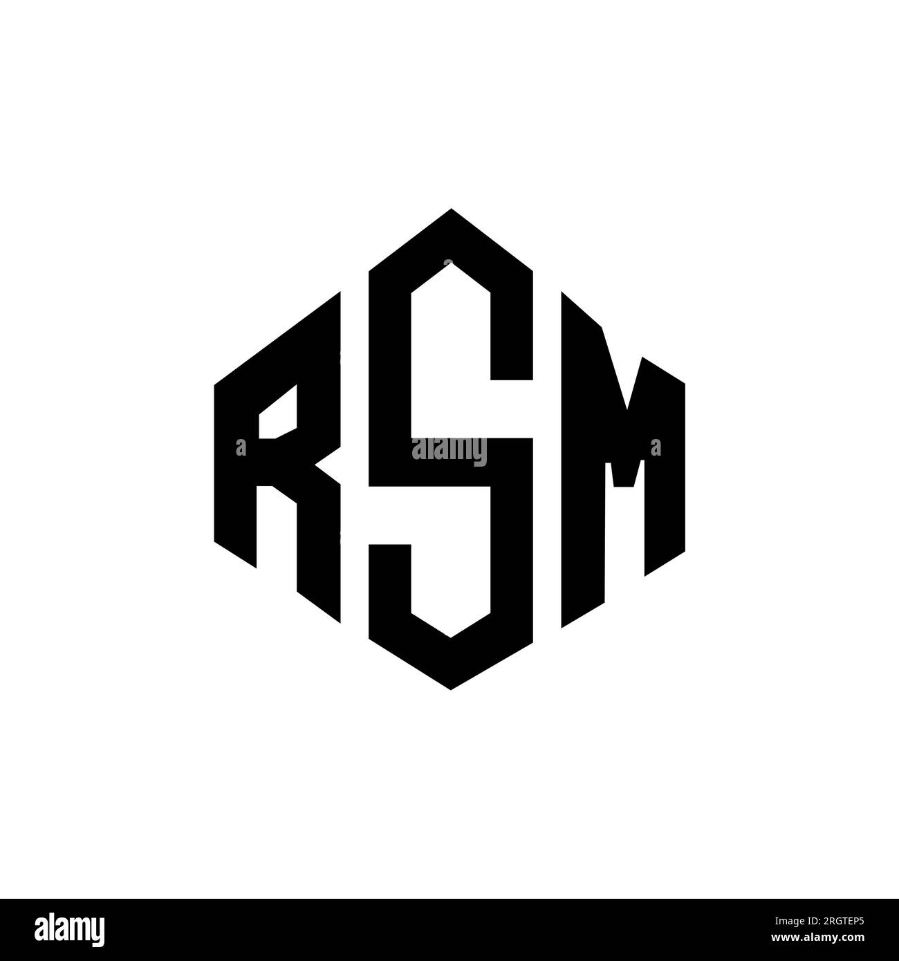 RSM letter logo design with polygon shape. RSM polygon and cube shape logo design. RSM hexagon vector logo template white and black colors. RSM monogr Stock Vector