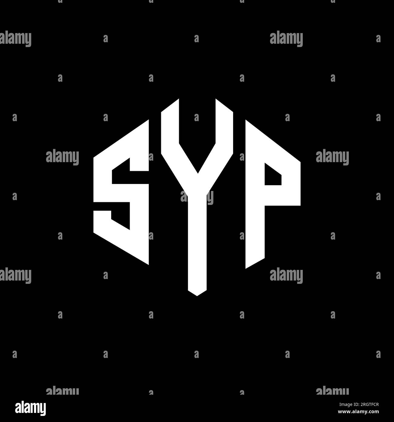 SYP letter logo design with polygon shape. SYP polygon and cube shape logo design. SYP hexagon vector logo template white and black colors. SYP monogr Stock Vector