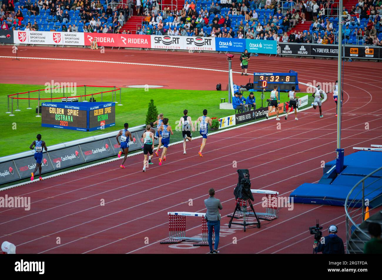 OSTRAVA, CZECHIA, JUNE 27, 2023 Male Athletes Finishing in 1500m Race