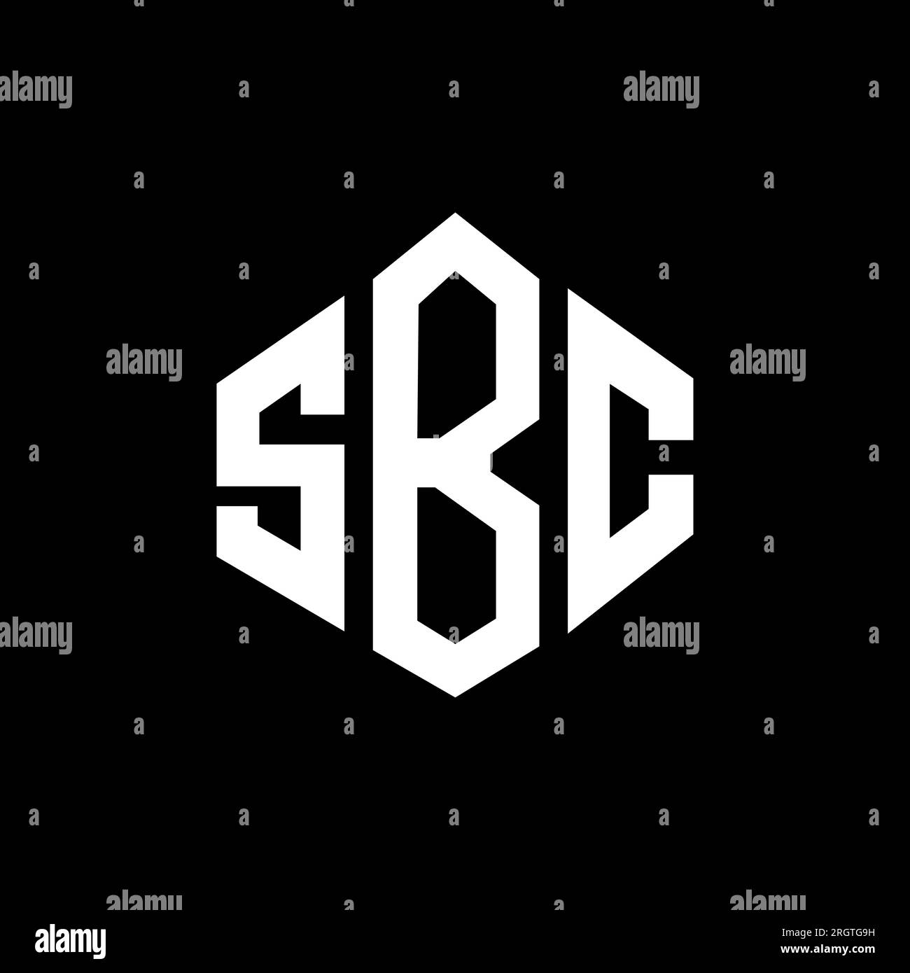 SBC letter logo design with polygon shape. SBC polygon and cube shape logo design. SBC hexagon vector logo template white and black colors. SBC monogr Stock Vector