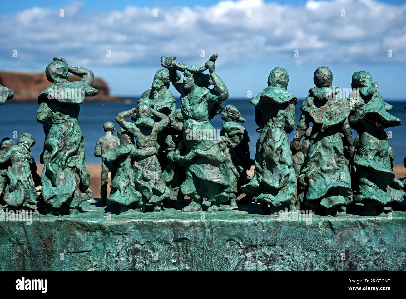 Detail from the Widows and Bairns Memorial remembering the 1881 fishing disaster when 189 men and boys drowned, the majority from Eyemouth. Stock Photo