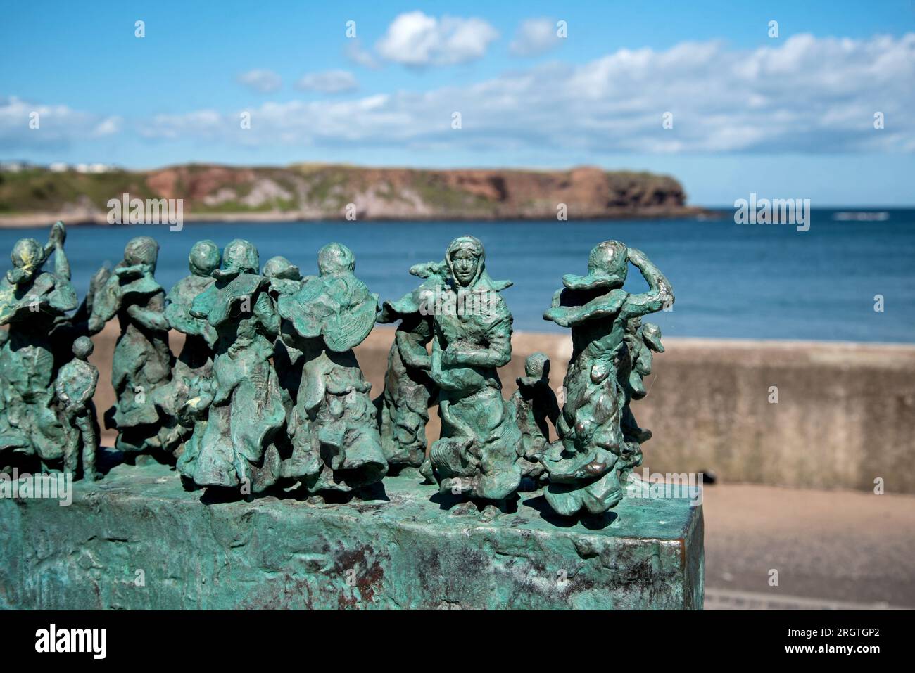 Detail from the Widows and Bairns Memorial remembering the 1881 fishing disaster when 189 men and boys drowned, the majority from Eyemouth. Stock Photo