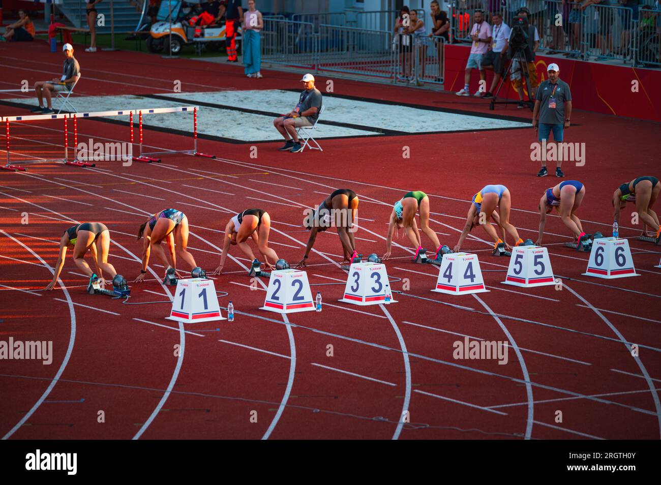 B. BYSTRICA, SLOVAKIA, JULY 20, 2023 Female Athletes Initiate 100m