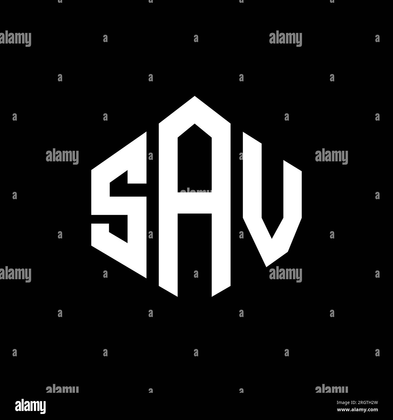 SAV letter logo design with polygon shape. SAV polygon and cube shape logo design. SAV hexagon vector logo template white and black colors. SAV monogr Stock Vector