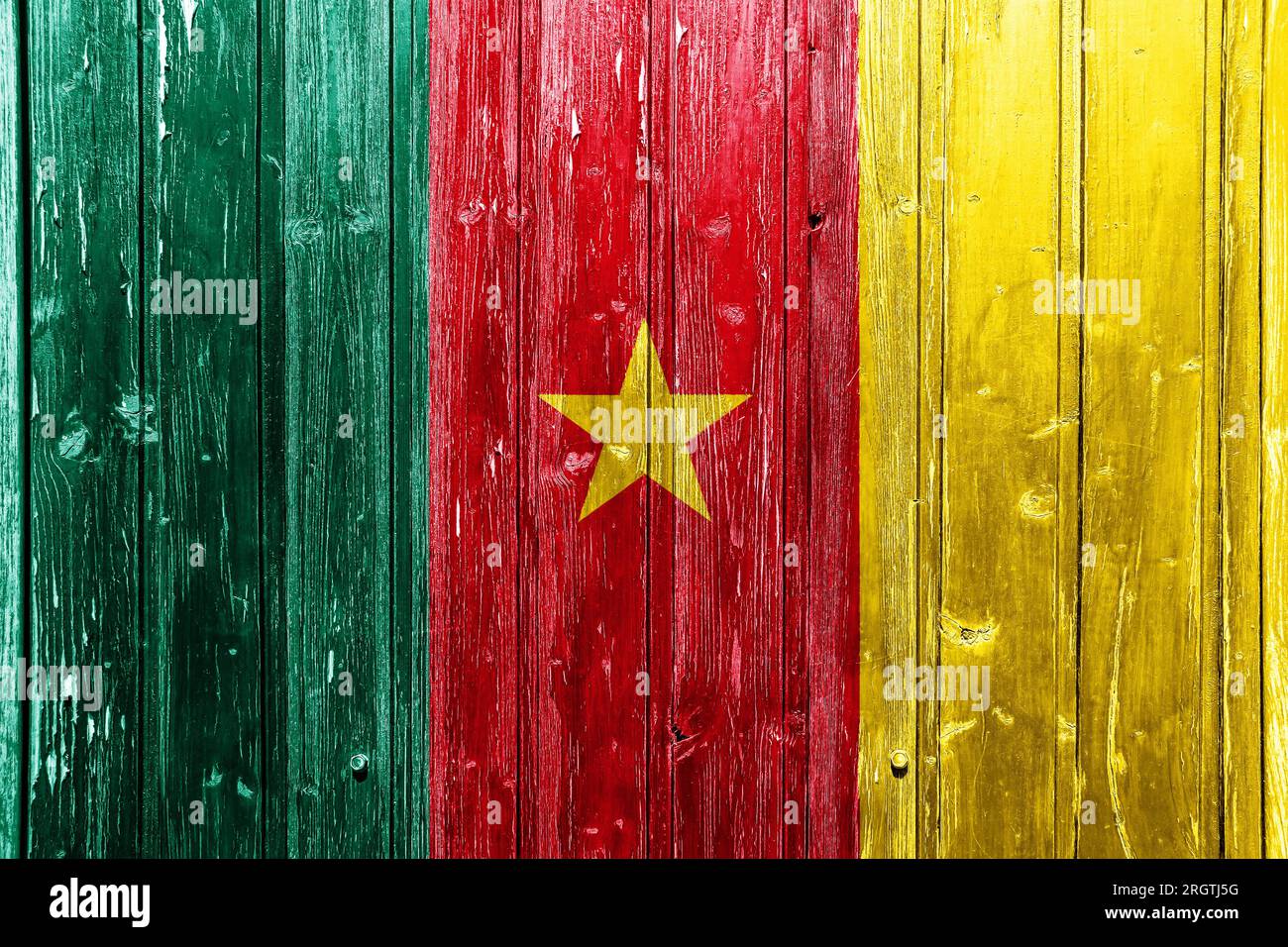 Flag of the Republic of Cameroon on a textured background. Concept collage. Stock Photo