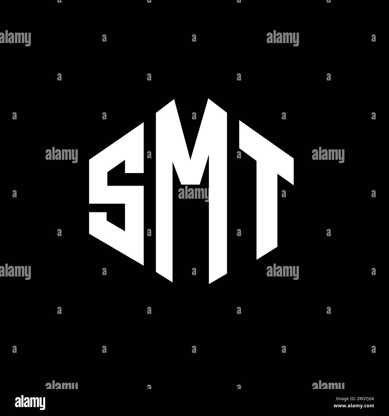 SMT letter logo design with polygon shape. SMT polygon and cube shape logo design. SMT hexagon vector logo template white and black colors. SMT monogr Stock Vector