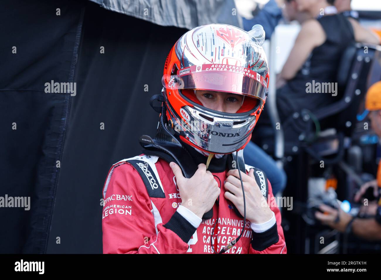 Indianapolis, United States. 11th Aug, 2023. Indy Car driver Linus Lundquist (60) of Sweden seen during the practice for the 2023 Gallagher Grand Prix at Indianapolis Motor Speedway in Indianapolis. (Photo by Jeremy Hogan/SOPA Images/Sipa USA) Credit: Sipa USA/Alamy Live News Stock Photo